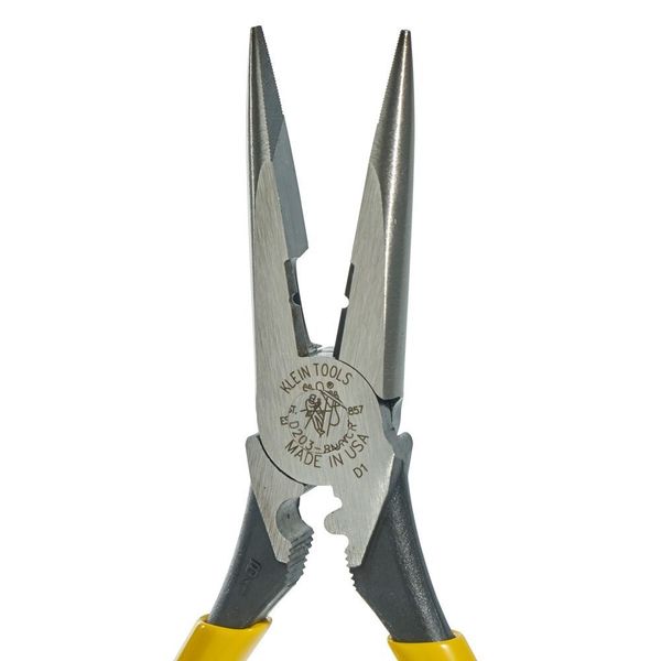 8 7/16 in D203 Needle Nose Plier, Side Cutter Plastic Dipped Handle