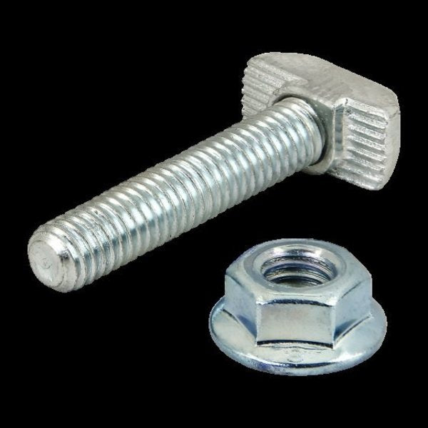 Drop-In T-Stud M6X30mm, Flanged Hex Nut