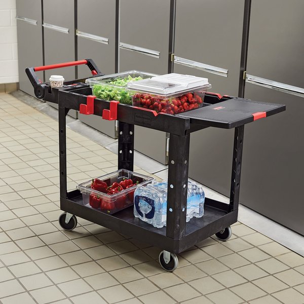 Structural Foam Adaptable-Design Utility Cart with Deep Lipped Plastic Shelves, Ergonomic, 500 lb