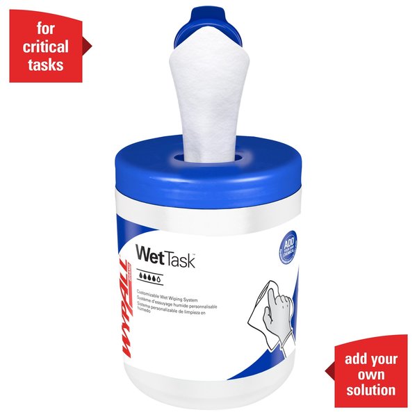 WetTask Wet Wiping System with Canister, 12 Rolls/Case, 55 Sheets/Roll, 660 Sheets/Case