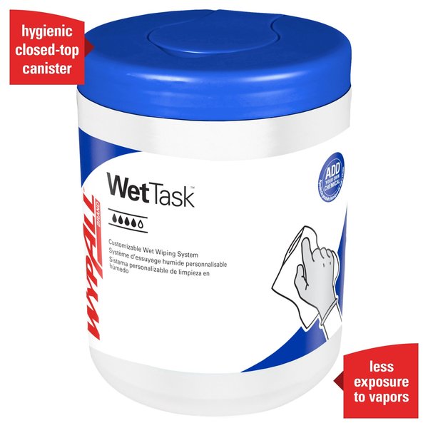 WetTask Wet Wiping System with Canister, 12 Rolls/Case, 55 Sheets/Roll, 660 Sheets/Case
