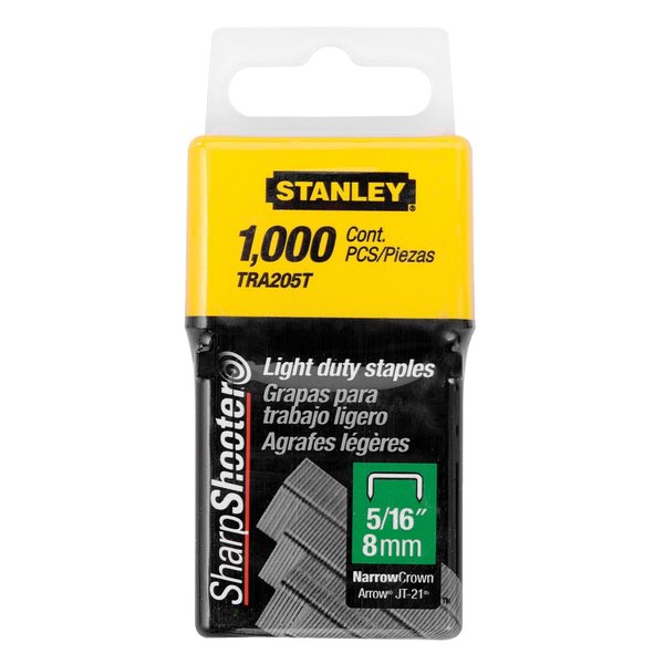 Light Duty Staples, 24 ga, Narrow Crown, 5/16 in Leg L, Steel, 1000 PK