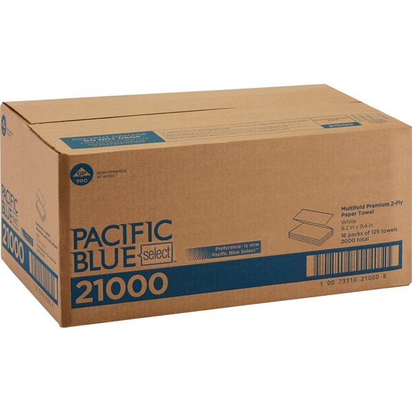 Pacific Blue Select Multifold Paper Towels, 2, 125, White, 16 PK