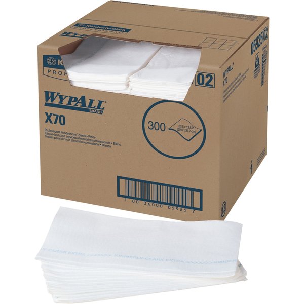 Dry Wipe, Blue/White, Hydroknit, Food Service, 1 PK, 300 Wipes, 12 1/2 in x 23 1/2 in