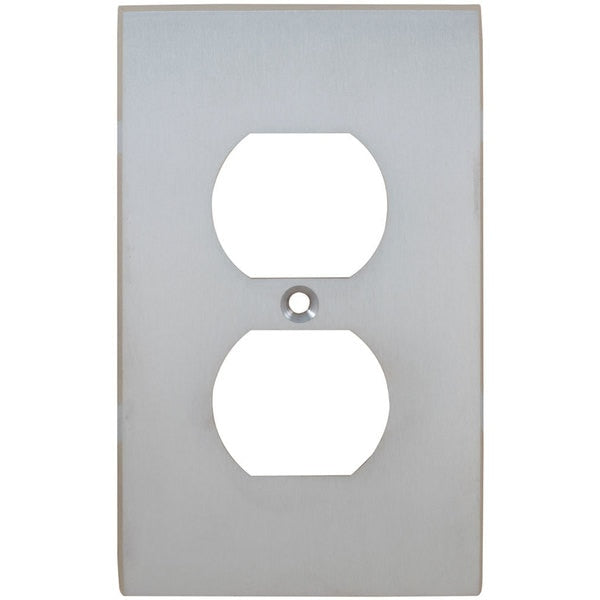 Duplex Receptacle Modern Switch Plate, Number of Gangs: 1 Solid Brass
