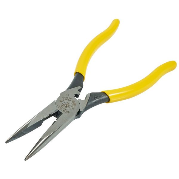8 7/16 in D203 Needle Nose Plier, Side Cutter Plastic Dipped Handle