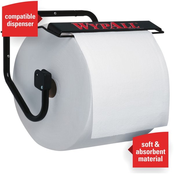Dry Wipe Roll, White, Roll, Double Recreped (DRC), 1 PK, 750 Wipes, 12 1/2 in x 13 1/2 in
