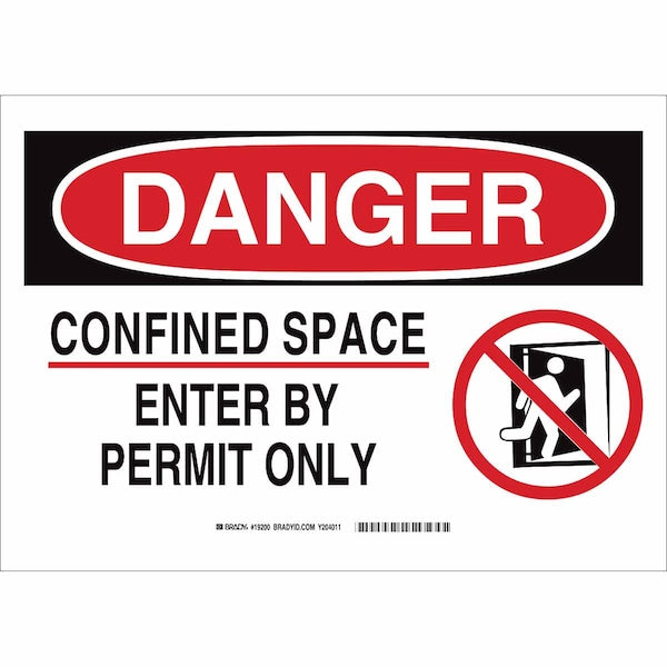 Sign, Confined Space, Header Legend Color: White