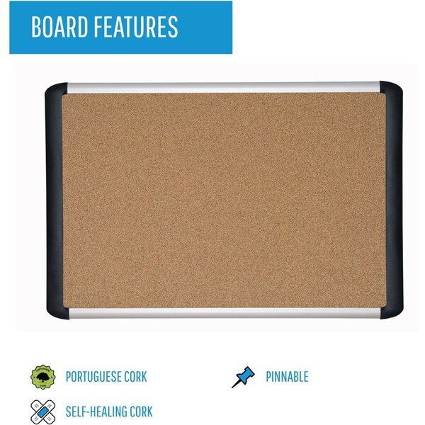 Tech Cork Board 3 ft.x4ft., Aluminum Frame