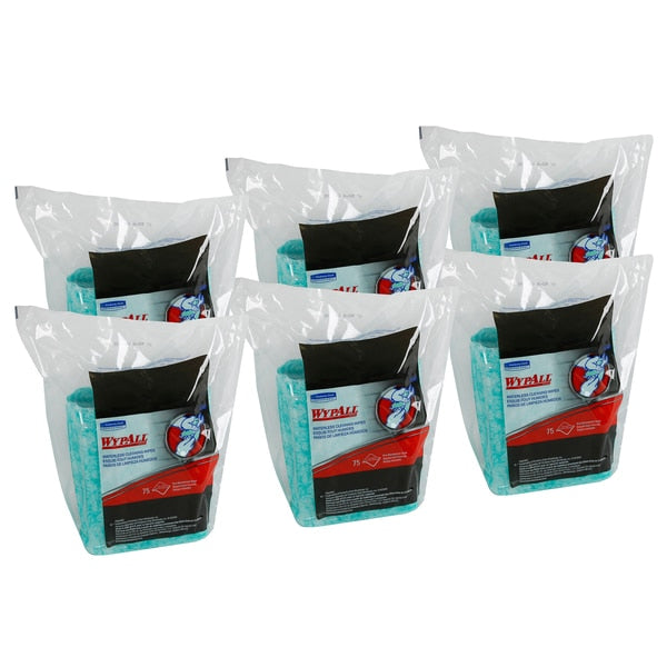 Cleaning Wipes, Green, Refill, Meltblown Polypropylene, Nonporous Surface, Tool, Hand, 75 Wipes