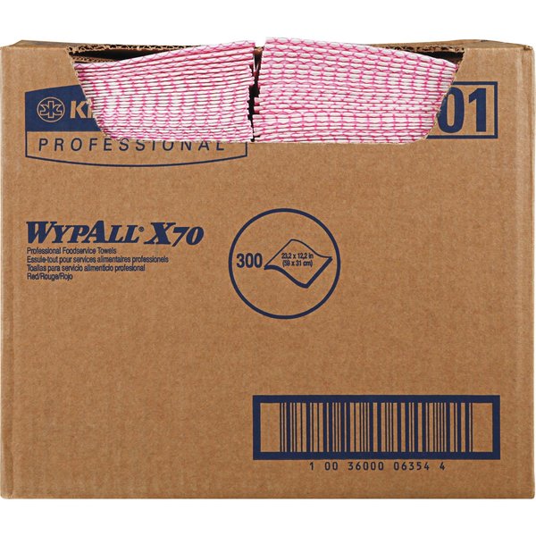 Dry Wipe, Red, Hydroknit, 1 PK, 300 Wipes, 12 1/2 in x 23 1/2 in