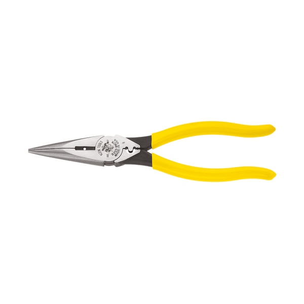 8 7/16 in D203 Needle Nose Plier, Side Cutter Plastic Dipped Handle
