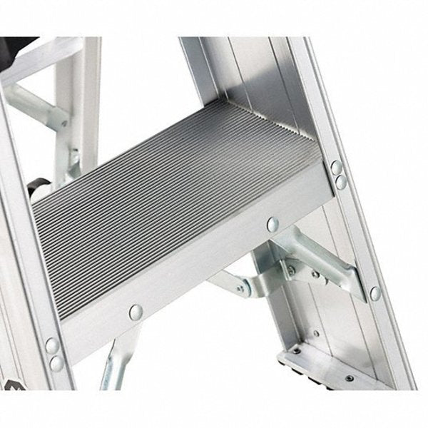 3 Steps, Aluminum Step Stand, 375 lb. Load Capacity, Silver