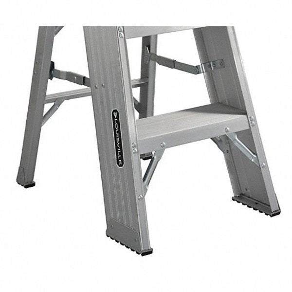 3 Steps, Aluminum Step Stand, 375 lb. Load Capacity, Silver