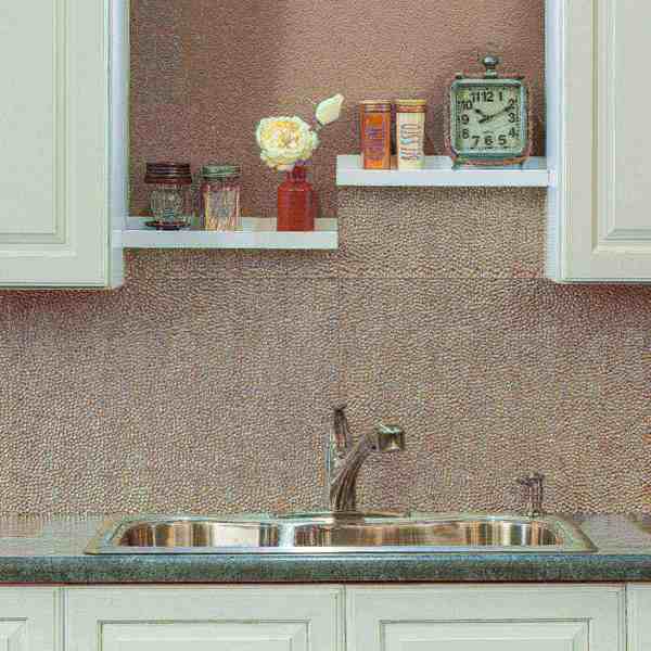 Fasade 18in x 24in Hammered Vintage Metal Backsplash Panel 5pk