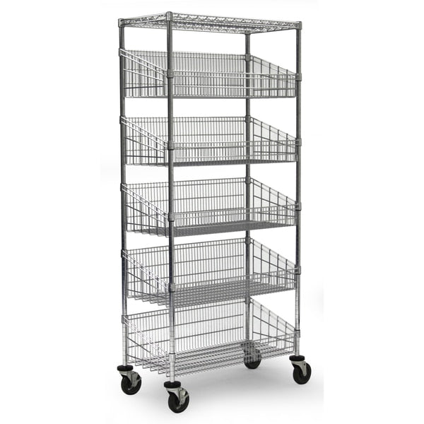 Basket Unit, w/Casters, 4 Baskets, 18x36x69