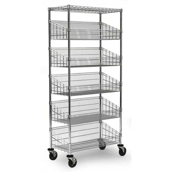 Basket Unit, w/Casters, 4 Baskets, 18x48x69
