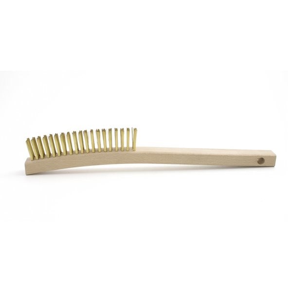 B39B Curved Handle Scratch Brush, .006 Brass, 3X19, 1.125