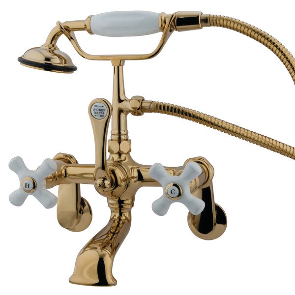 Wall-Mount Clawfoot Tub Faucet, Polished Brass, Tub Wall Mount