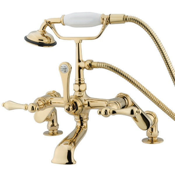Deck-Mount Clawfoot Tub Faucet, Polished Brass, Deck Mount