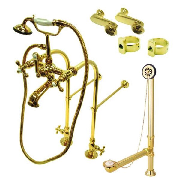 Clawfoot Tub Faucet Packages, Polished Brass, Freestanding