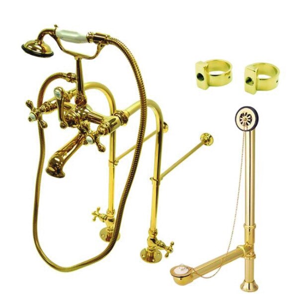Clawfoot Tub Faucet Packages, Polished Brass, Freestanding
