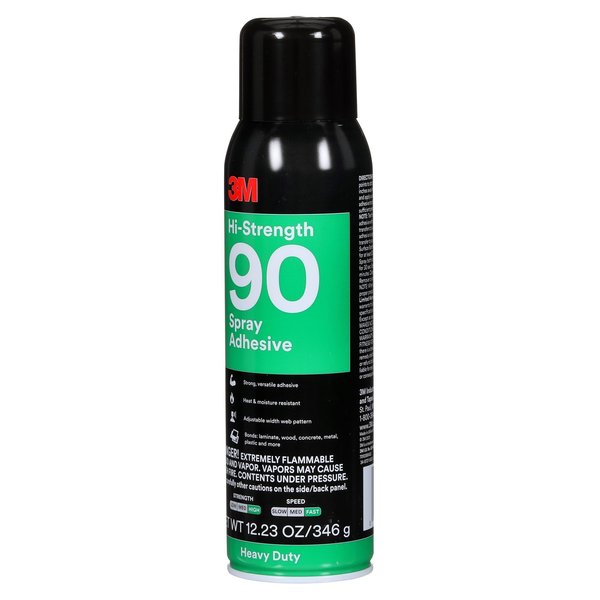 Spray Adhesive, Hi-Strength 90 Series, Clear, 12.23 oz, Aerosol Can