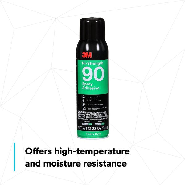 Spray Adhesive, Hi-Strength 90 Series, Clear, 12.23 oz, Aerosol Can