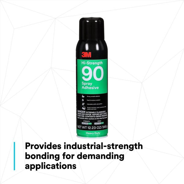 Spray Adhesive, Hi-Strength 90 Series, Clear, 12.23 oz, Aerosol Can