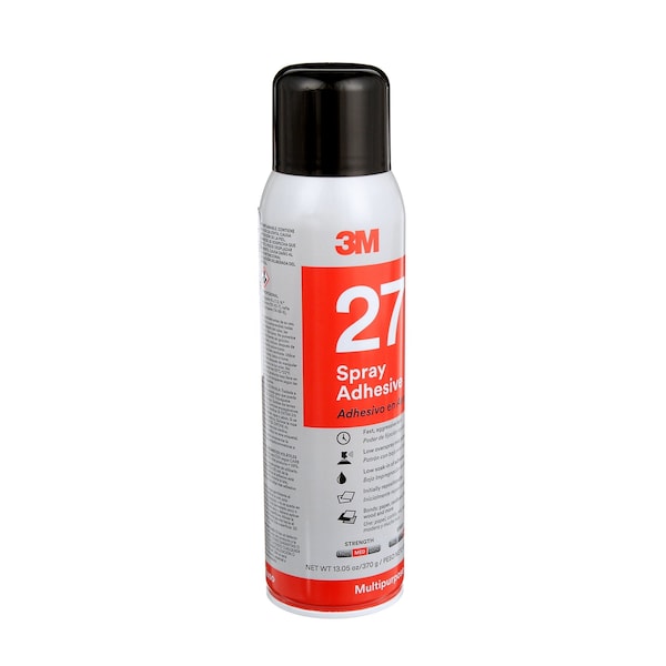Spray Adhesive, 16 fl oz, Aerosol Can, Clear, 27