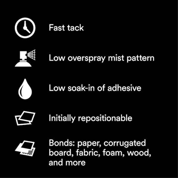 Spray Adhesive, 16 fl oz, Aerosol Can, Clear, 27