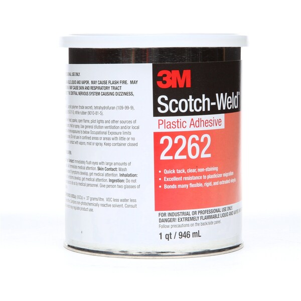 Plastic Adhesive, 2262 Series, clear, 1 qt, Can