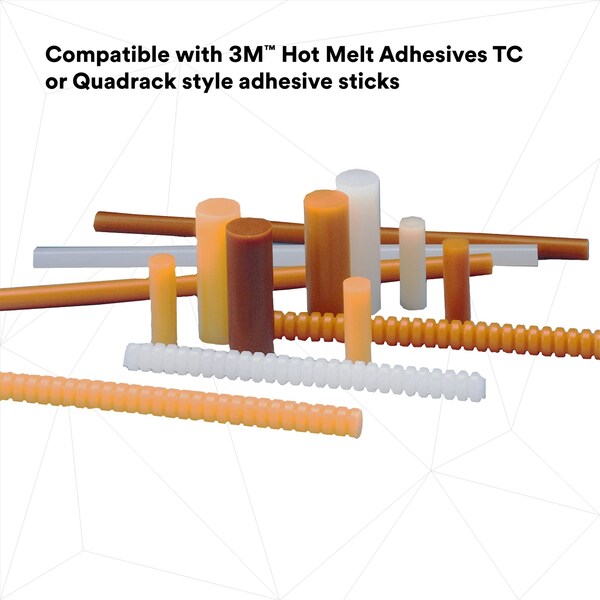Hot Melt Adhesive, Clear, 5/8 in Diameter, 8 in Length, 50 sec Begins to Harden