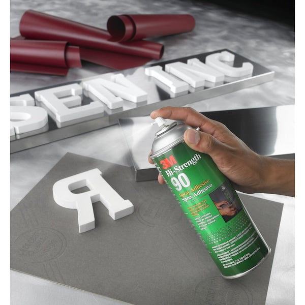 Spray Adhesive, Hi-Strength 90CA Series, Clear, 19 oz, Aerosol Can