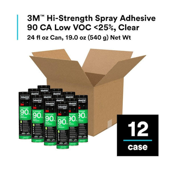 Spray Adhesive, Hi-Strength 90CA Series, Clear, 19 oz, Aerosol Can