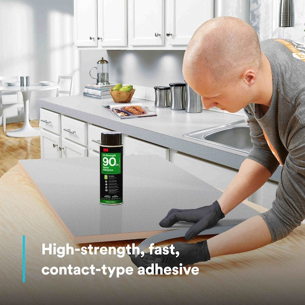 Spray Adhesive, Hi-Strength 90CA Series, Clear, 19 oz, Aerosol Can