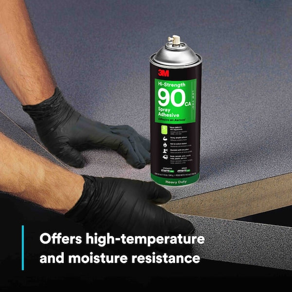 Spray Adhesive, Hi-Strength 90CA Series, Clear, 19 oz, Aerosol Can