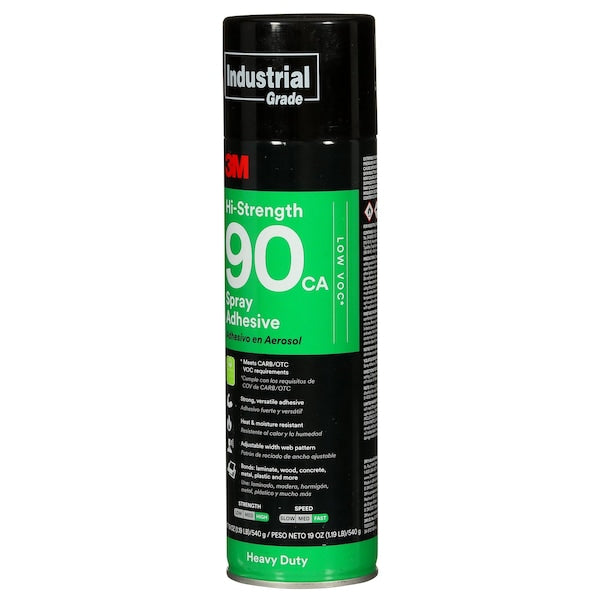 Spray Adhesive, Hi-Strength 90CA Series, Clear, 19 oz, Aerosol Can