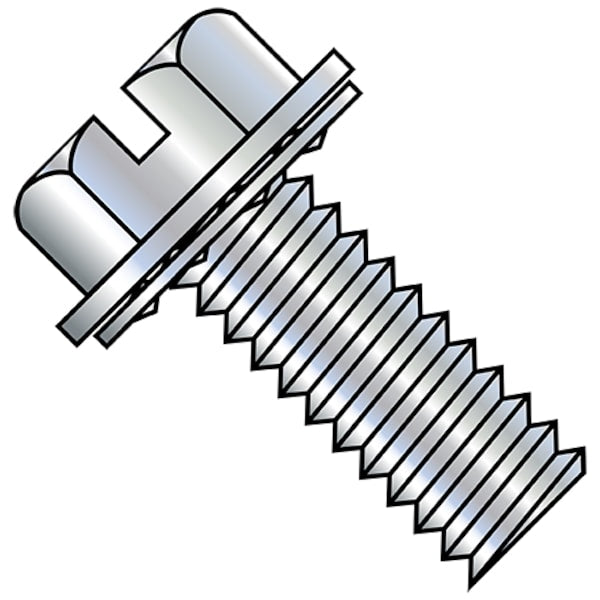 #10-32 x 3/4 in Slotted Slot Machine Screw, Zinc Plated Steel, 4000 PK