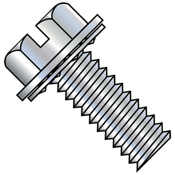 #10-32 x 1/2 in Slotted Slot Machine Screw, Zinc Plated Steel, 5000 PK