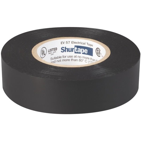 Vinyl Electrical Tape, 3/4 in x 66 ft, 7 mil thick, Black, 1 Pack