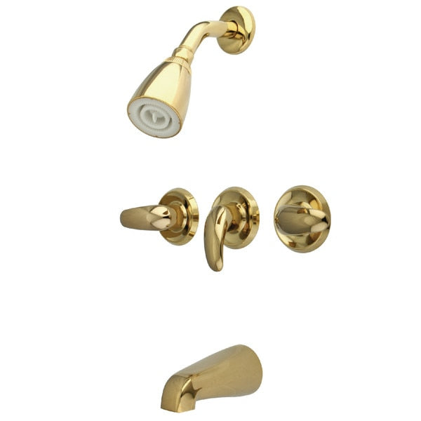 Tub and Shower Faucet, Polished Brass, Wall Mount