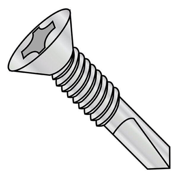 #12-24 x 1-5/8 in Phillips Flat Machine Screw, Plain Steel, 1500 PK