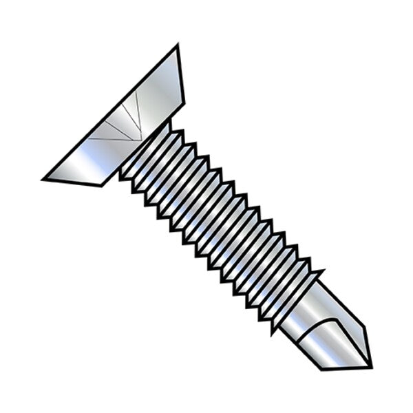 #12-24 x 1-1/2 in Phillips Flat Machine Screw, Zinc Plated Steel, 3000 PK