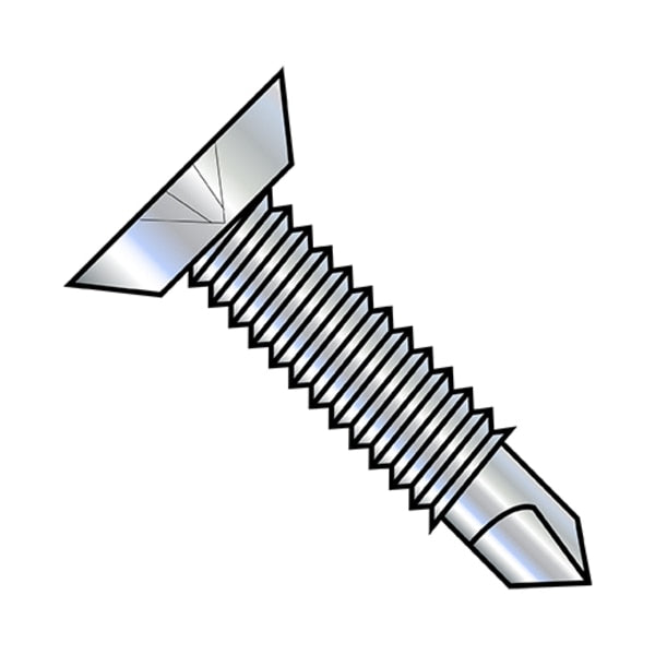 #10-32 x 5/8 in Phillips Flat Machine Screw, Zinc Plated Steel, 8000 PK