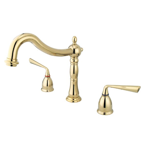 Roman Tub Faucet, Polished Brass, Deck Mount