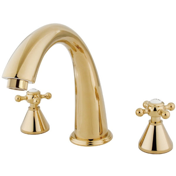 Roman Tub Faucet, Polished Brass, Deck Mount