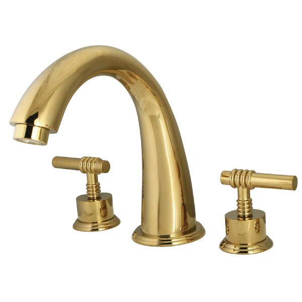 Roman Tub Faucet, Polished Brass, Deck Mount