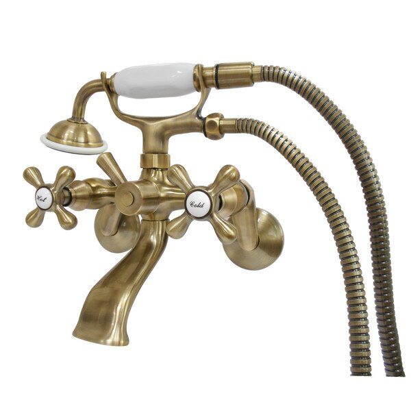 Wall-Mount Clawfoot Tub Faucet, Antique Brass, Wall Mount