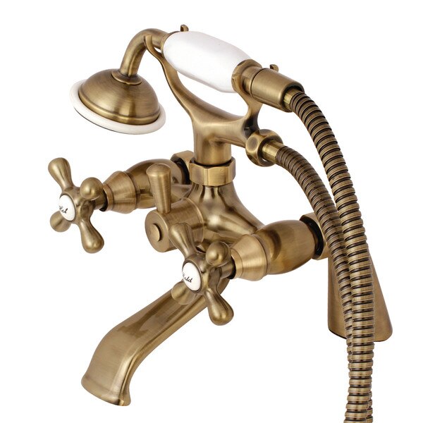 Deck-Mount Clawfoot Tub Faucet, Antique Brass, Deck Mount